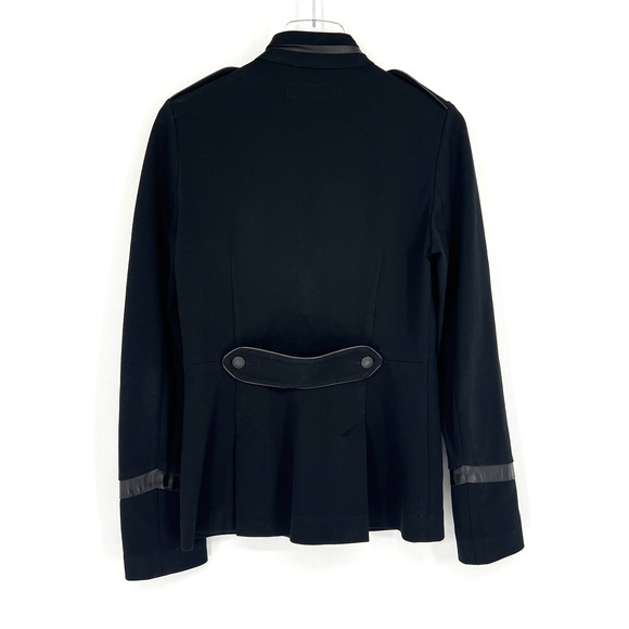 Rag & Bone Jacket Women 2 Black Military Structured Sophisticated Leather Accent - Picture 2 of 10